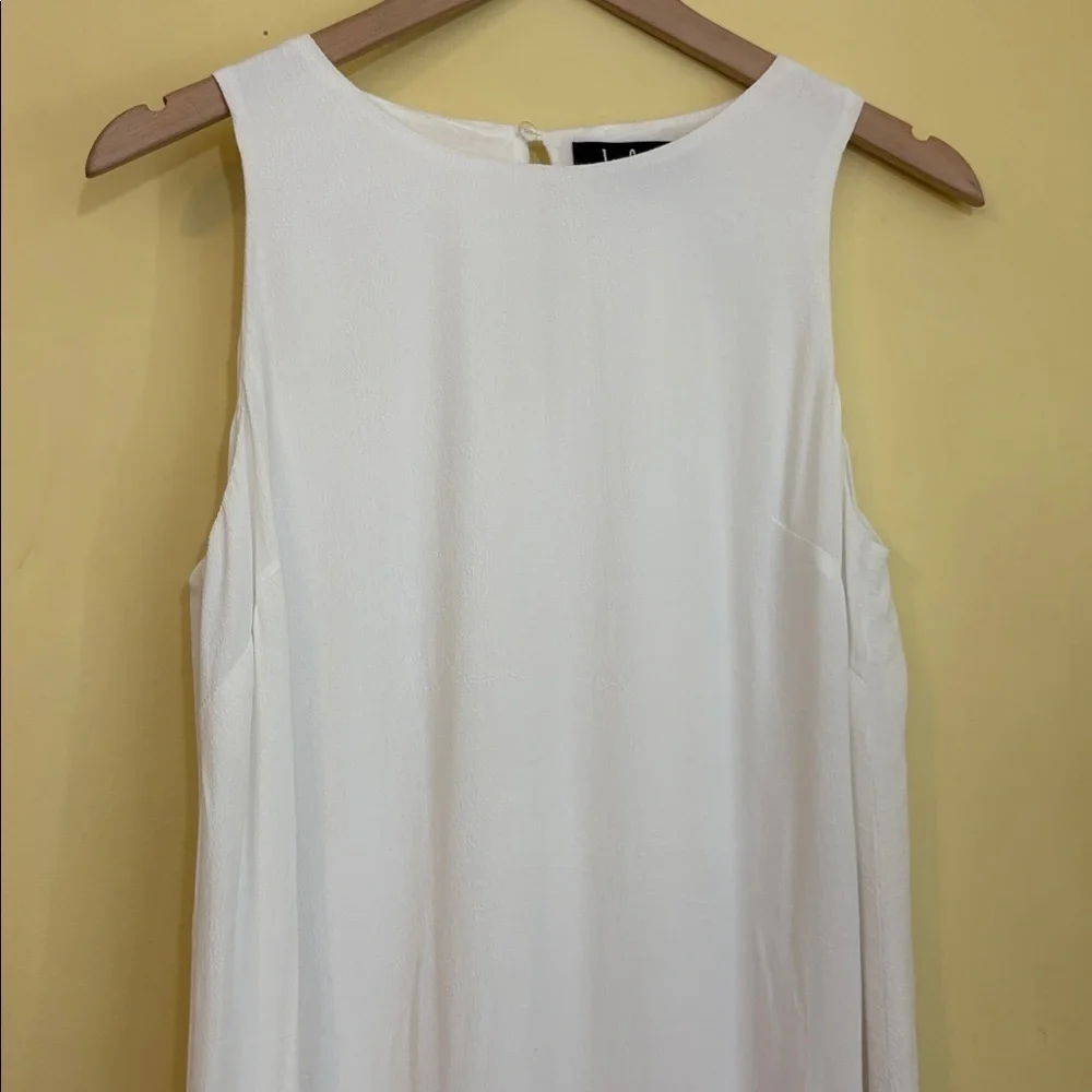 Lulus | White Viscose Blend Gauze Sleeveless Lined Round Neck Mini Dress Small